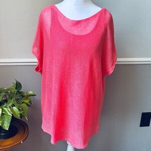 Eileen Fisher Organic Linen Sweater Loose Fit Coral Size M